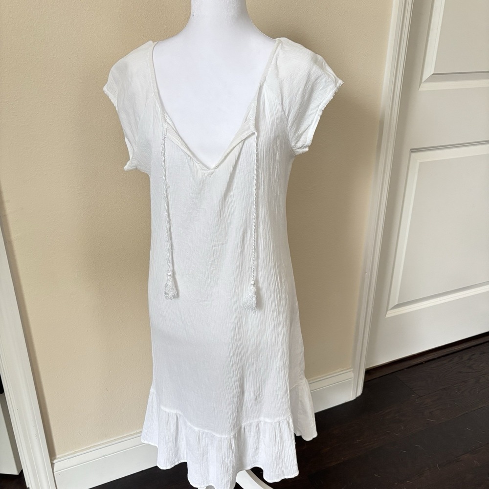 St. John's Bay Womens White Swim Cover Up Dress Size Small Cotton Coastal Resort